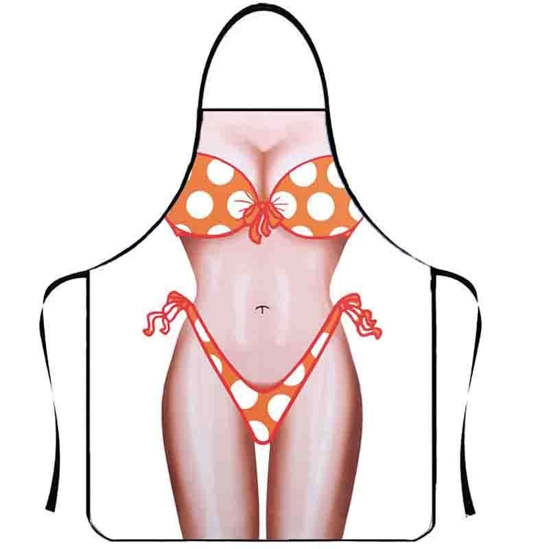 Funny Personality Creative Muscle Men Bikini Series Cartoon Couple Apron