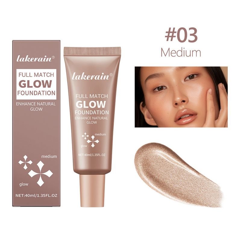 Lakerain Women Natural Gloss Brightening Moisturizing Long-Lasting Concealer Glossy Liquid Foundation
